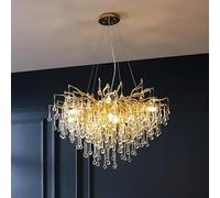 Italy Designer Luxury Crystal LED Chandelier Villa Restaurant Living Room Bedroom Kitchen Modern Home Decor Lighting(Cold White,Pendant Dia40cm)