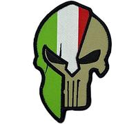 Italy Embroidered Spartan Patch - Italian Flag - Italian Patch - Embroidered Patches for Clothing and Backpack - Tactical Military Punisher - 8.6 x 5.4 cm (Punisher)