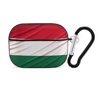 Italy Flag Airpod Pro Case AirPods 2 Case for Women Hard Shell Protective Cover with Carabiner Keychain Compatible with AirPods Case 2nd 1st Generation, Front LED Visible Black