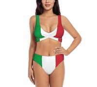 Italy Flag Bikini Set for Women Split Swimsuit Swimming Costume Shorts and Tops Water Sports Summer Black