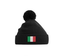 Italy Flag Bobble Hat | Kids Winter Pom Pom Cap | Embroidered Italian Knit Hat Pink
