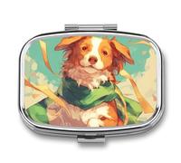 Italy Flag Dog Pill Case Box with 2 Compartment Medicine Vitamin Organizer for Purse Pocket 5.5x4cm