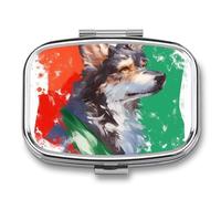 Italy Flag Dog Pill Case Box with 2 Compartment Medicine Vitamin Organizer for Purse Pocket 5.5x4cm