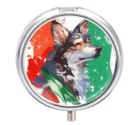 Italy Flag Dog Pill Case Box with 3 Compartment Medicine Vitamin Organizer for Purse Pocket 5x5cm