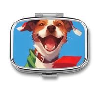 Italy Flag Dog Scarf Pill Case Box with 2 Compartment Medicine Vitamin Organizer for Purse Pocket 5.5x4cm