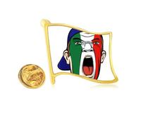 Italy Flag Facial Makeup Head Cap Golden Metal Flag Lapel Pin Badge