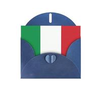 Italy Flag Horizontal Holiday Card With Blue Heart Shaped Envelope And Write Various Holiday Greetings