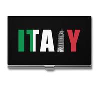 Italy Flag Italia Pisa Leaning Tower Business Card Wallet Credit Card Holder Metal Square Small Pocket Purse