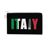 Italy Flag Italia Pisa Leaning Tower Canvas Coin Pouch Wallet Slim Purse Card Holder