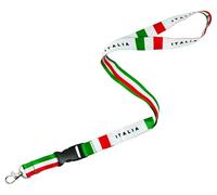 Italy Flag Lanyard - Tricolore Green, White & Red “Italia” Design - 57cm Premium Polyester Neck Strap with Quick Release Buckle & Metal Hook for Keys, Passes & ID Cards - Italian Pride Gift