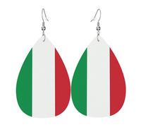 italy flag Leather Earring Pairs Teardrop Faux Leather Earrings Set for Women Lightweight Leather Dangle Drop Earrings.