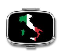 Italy Flag Map Travel Pill Organizer 2 Compartments Pill Case Pill Box Containers for Purse Pocket