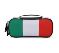 Italy Flag Pencil Case with Handle, Large Capacity PU Leather Pencil Bag Office Organizer, Portable Cosmetic Bag for Travel, Home