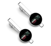 Italy Flag Pineapple Men‘s Cufflinks Silver Tack Pins Tie Clips Necktie Bar Pinch Suit Tie Accessories