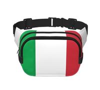 italy flag Print Fashion Waist Packs Square Layer Waist Bag Black Belt Bag with Adjustable Strap, Black, One Size
