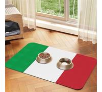 Italy Flag Print Pet Food Mat Absorbent Non Slip PU Leather Feeding Mat for Dogs Cats Rubber Bottom