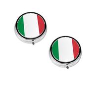 Italy Flag Print Pill Box, Round Pill Organizer, 3 Compartment Small Pill Case for Purse & Pocket, Portable Medicine Box, Travel Pill Case