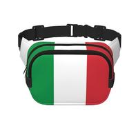 Italy Flag Print Unisex Square Double Layer Waist Bag Crossbody Fanny Pack Travel Workout Accessory, Black, One Size