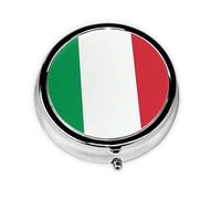 Italy Flag Round mini Pill Box, Lightweight and Portable, with 3 Plastic Inserts, Suitable for Carrying in Pockets or Wallets.