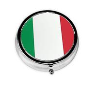 Italy Flag Round Pill Box. Portable Daily Medication Organizer, Travel-Friendly Design.