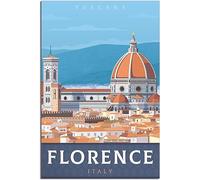 Italy Florence Domed Cathedral Art Print Vintage Travel Poster Retro Wall Art Canvas Poster Home Decor Room Decor Unframed 30x45cm