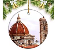 Italy Florence Duomo Cathedral Christmas Ornaments for Tree Ceramic Pendant Double Sided Ornament Decor Xmas Gifts Porcelain Travel Souvenirs