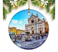 Italy Florence Market Outdoor Church Christmas Ornaments for Tree Ceramic Pendant Double Sided Ornament Decor Xmas Gifts Porcelain Travel Souvenirs