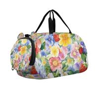 Italy Flower of The Strawberry Tree Beauty Flower Duffel Bag with Shoes Compartment Multifunctional Weekend Travel Bag for Boys and Girls