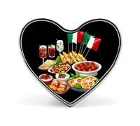 Italy Food with Italian Flag Novelty Metal Badges Love Shape Heart Form Brooch Pin Clothes Hat Bag Accessories