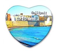 Italy Gallipoli Fridge Magnet Refrigerator Stickers Collection Decorative Magnet Travel Souvenir Heart-Shaped Crystal Glass