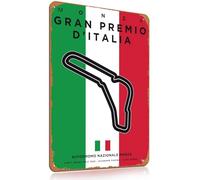 Italy Grand Prix Circuit F1 Gifts Metal Signs Vintage Uk Wall Art F1 Gift for Formula One Fans Gifts for Men Garages, Man Cave, Home Offices and Game Rooms Flag Decorations Sign Plaques