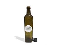 Italy Green Life - 6 Empty Bottles for Italian Oil in Dark Glass Marasca UVAG High Preservation 1L with Airtight Cap and Drip Stopper for Oil, Liquor, 6 Bottles of 1L Made in Italy