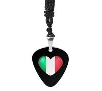 Italy Heart Flag Guitar Pick Necklace Metal Pendant Necklaces Jewelry Rock Accessories Gifts for Women Men