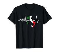 Italy Heartbeat Italian Flag Map Value Graphic T-Shirt, Men, Black, S