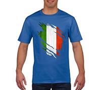 Italy Italia Rugby T Shirt - Azzurri, Torn Shirt Design, 6 Nations Rugby, (Royal, Mens - Large)