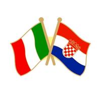 Italy Italian & Croatia Friendship National Flag Metal Enamel Pin Badge - 2.4 x 1.9 cm - Dual Country Lapel Brooch for Clothing, Bags, Hats, and Accessories
