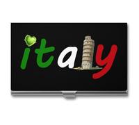 Italy Italian Flag Italia Leaning Tower Business Card Holder Metal Wallet Credit Card ID Case for Men Women