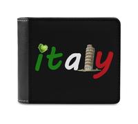 Italy Italian Flag Italia Leaning Tower PU Leather Wallets Stylish Bifold Wallet Slim Front Pocket Credit Card Holder for Women Men