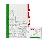 Italy Italian Flag Roman Colosseum,300 Pieces Wooden Jigsaw Family Game Jigsaw Puzzles for Adults Teens