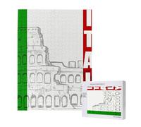 Italy Italian Flag Roman Colosseum,500 Pieces Wooden Jigsaw Family Game Jigsaw Puzzles for Adults Teens