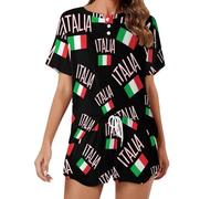 Italy Italian Flag Women's Short Sleeve 2 Piece Pajama Sets Casual Loungewear Tops And Shorts 5XL