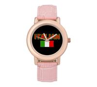 Italy Italian Flag Women's Wrist Watch Easy Reader with Leather Strap Analog Display Wonderful Ladies Gifts
