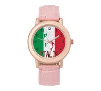 Italy Italian Flag Women's Wrist Watch Easy Reader with Leather Strap Analog Display Wonderful Ladies Gifts