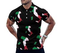 Italy Italian Map Flag Men's Golf Polo-Shirt Casual Short Sleeve T-Shirt Classic Slim Fit Tee Tops