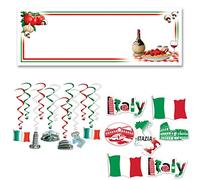 Italy Italian Theme Party Decorations 20 Piece Bundle Dangling Whirls Cutouts Banner for Birthday, Pizza Parties, Sunday Dinner Colosseum Leaning Tower Pisa