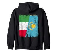 Italy Kazakhstan Half Flag Italian Kazakh Jersey Zip Hoodie