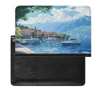 Italy Lake Como Boat Passport Holder Cover Wallet Travel Leather Passport Case for Women Men