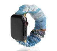 Italy Lake Como Boat Scrunchie Watch Bands Soft Elastic Replacement Wristband Compatible with Apple Watch 42mm/44mm