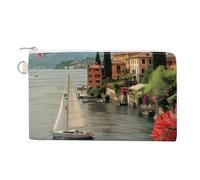 Italy Lake Como Landscape Coin Purse Fashion Canvas Pouch Portable Wallet Makeup Bag for Men Women
