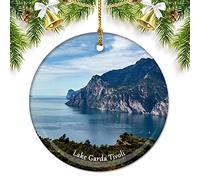 Italy Lake Garda Tivoli Christmas Ornaments for Tree Ceramic Pendant Double Sided Ornament Decor Xmas Gifts Porcelain Travel Souvenirs